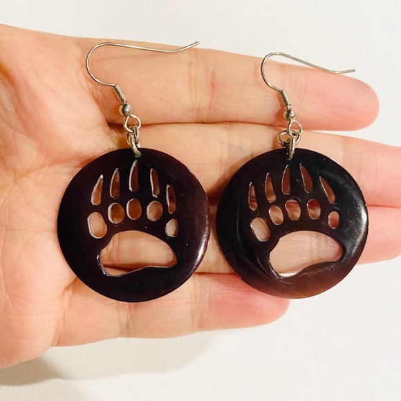 Hand-carved Tiger Paw Shell Earrings